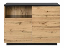 Vente-unique Isla Cocina|Isla de cocina con 2 puertas y 1 estante de MDF - Natural y negro - CORELINA