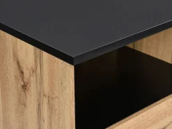 Vente-unique Isla Cocina|Isla de cocina con 2 puertas y 1 estante de MDF - Natural y negro - CORELINA