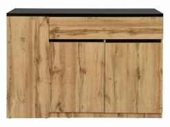Vente-unique Isla de cocina con almacenaje - Negro y Natural - MEILI Negro / Color natural claro New