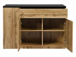 Vente-unique Isla de cocina con almacenaje - Negro y Natural - MEILI Negro / Color natural claro New
