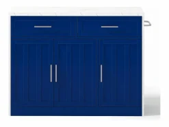 OKWISH Isla de cocina con puerto USB, 3 puertas y 2 cajones - MDF - Blanca y - para salón y cocina Azul Clearance