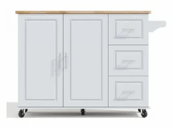 Hauss Spole Isla Cocina|Isla de cocina con ruedas 137x43/76 cm con 3 cajones y 2 puertas - y madera