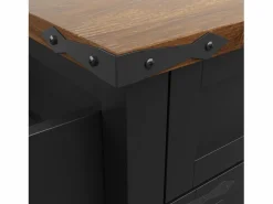 Merax Isla Cocina|Isla de cocina con ruedas - 140 x 45 x 90 cm - con encimera extensible + 4 puertas + 2 cajones - Metal + MDF -