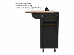 Merax Isla Cocina|Isla de cocina con ruedas - 140 x 45 x 90 cm - con encimera extensible + 4 puertas + 2 cajones - Metal + MDF -
