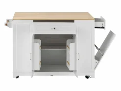 Hauss Spole Isla Cocina|Isla de cocina con ruedas con USB, 2 cajones y 2 puertas - Compartimento para papelera - y natural