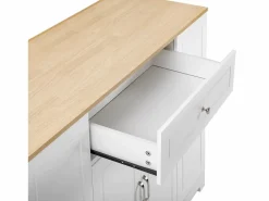Hauss Spole Isla Cocina|Isla de cocina con ruedas con USB, 2 cajones y 2 puertas - Compartimento para papelera - y natural