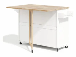 Isla de cocina con ruedas 137x43/76 cm con 3 cajones y 2 puertas - y madera^Hauss Spole