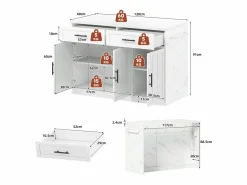 Isla de cocina con tomas de corriente, puertos USB, estantes ajustables y barra (120x60x91cm)^ New