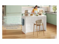Isla de cocina con tomas de corriente, puertos USB, estantes ajustables y barra (120x60x91cm)^ New