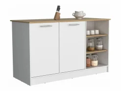 TuHome Isla Cocina|Isla de cocina Ginger en melamina con 7 estantes y 2 puertas , , 90.6 cm X 150 cm X 67 cm