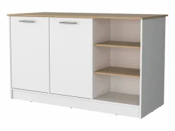 TuHome Isla Cocina|Isla de cocina Ginger en melamina con 7 estantes y 2 puertas , , 90.6 cm X 150 cm X 67 cm