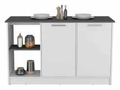 Isla de cocina Juniper en melamina con 2 puertas y 6 estantes , multicolor , 90 cm X 150 cm X 64 cm^TuHome Clearance
