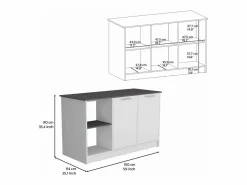 Isla de cocina Juniper en melamina con 2 puertas y 6 estantes , multicolor , 90 cm X 150 cm X 64 cm^TuHome Clearance