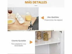 Isla de cocina Kalos extensible con ruedas 92,5x128,8x75,5 cm^Homcom Outlet