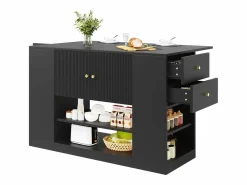 Merax Isla Cocina|Isla de cocina moderna - 140 x 40 x 90 cm - mueble de cocina - con 2 cajones + 3 puertas - MDF -
