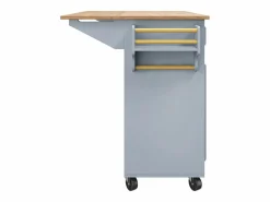 Isla de cocina moderna 130×45×92 cm - con 5 cajones y 2 puertas - encimera extensible - con ruedas -^ModernLuxe Discount