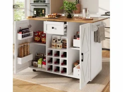 Isla de cocina moderna, mueble aparador con veta de madera, 137,5×39,5×95,6 cm, MDF,^Merax Online