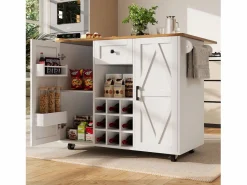 Isla de cocina moderna, mueble aparador con veta de madera, 137,5×39,5×95,6 cm, MDF,^Merax Online