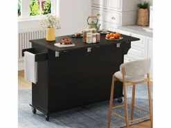 Isla de cocina móvil - encimera extensible - con toallero - con 1 cajón y 4 puertas - MDF -^ModernLuxe Online