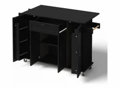 Isla de cocina móvil - encimera extensible - con toallero - con 1 cajón y 4 puertas - MDF -^ModernLuxe Online