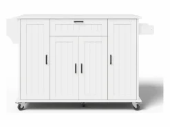 Isla de cocina móvil - encimera extensible - con toallero - con 1 cajón y 4 puertas - MDF -^ModernLuxe Clearance
