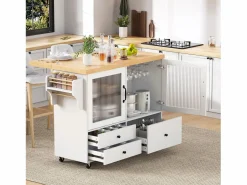 Isla de cocina móvil 100x42x91.5cm - encimera extensible - espacio de almacenamiento multifuncional -^ModernLuxe Outlet