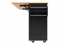 Isla de cocina negra - Carrito de cocina con 2 cajones y 4 puertas - Especiero y toallero^ New