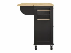 Isla de cocina negra - Carrito de cocina con 2 cajones y 4 puertas de cristal - especiero y toallero Negro Discount