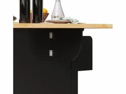 Isla de cocina negra - Carrito de cocina con 2 cajones y 4 puertas de cristal - especiero y toallero Negro Discount