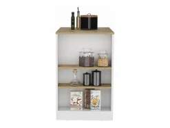 Isla de cocina Portree en melamina 3 estantes y almacenamiento abierto , 91.28 cm X 92 cm X 59 cm ,^TuHome Sale