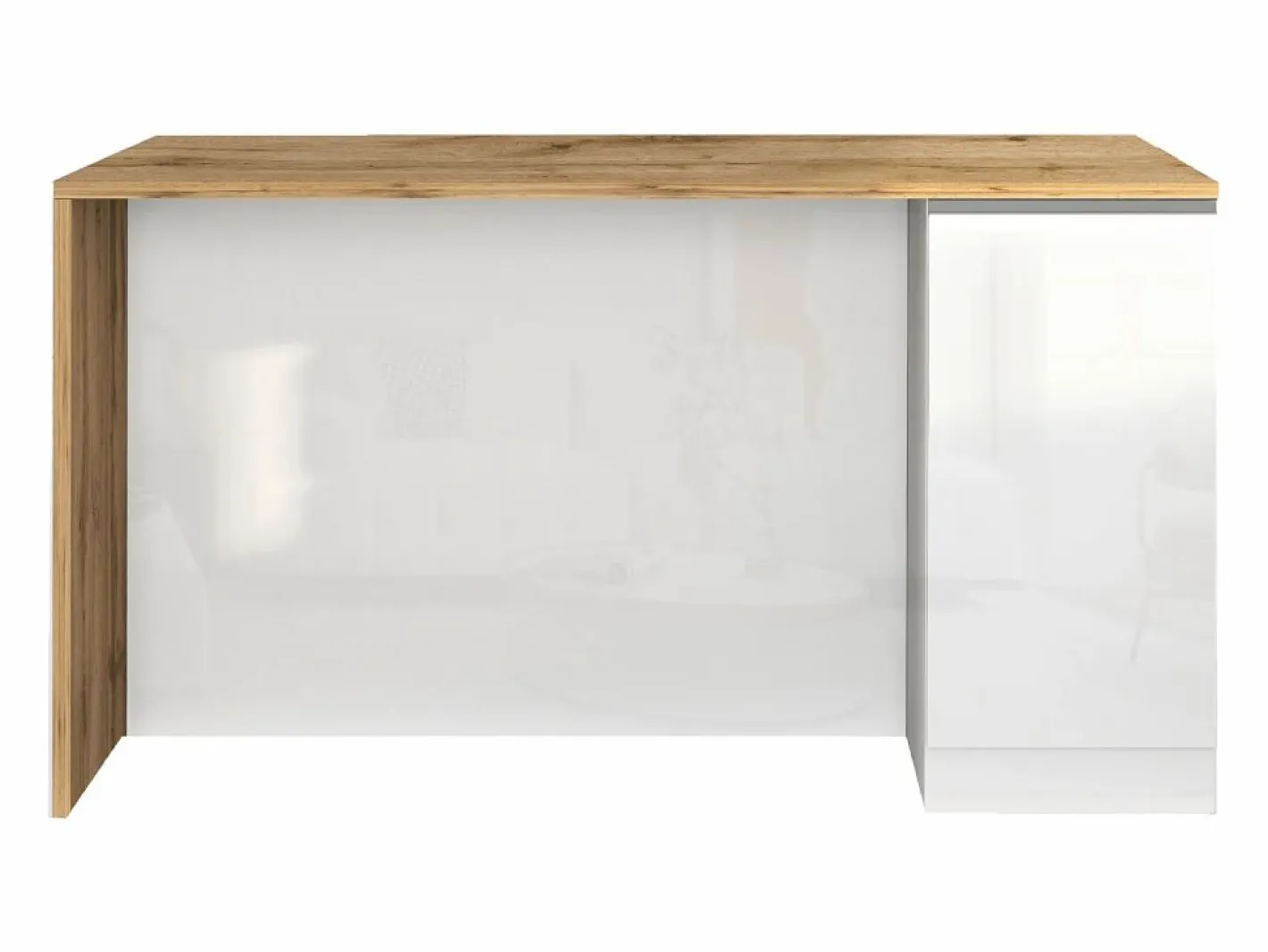 Isla Cocina|Isla de cocina Sole con 2 puertas en brillo y roble 160x90x90 cm