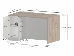 Isla Cocina|Isla de cocina Sole con 2 puertas en brillo y roble 160x90x90 cm