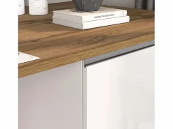 Isla Cocina|Isla de cocina Sole con 2 puertas en brillo y roble 160x90x90 cm