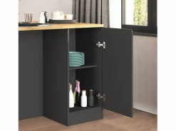 Isla de cocina Sole con 2 puertas en antracita mate/roble 160x90x90 cm Gris antracita Clearance