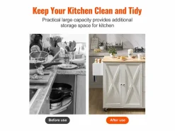 Isla de Cocina, SucceBuy Carrito de Cocina de 115 cm con Ruedas, Armario de Almacenamiento con Cajón y Estante Blanco Best