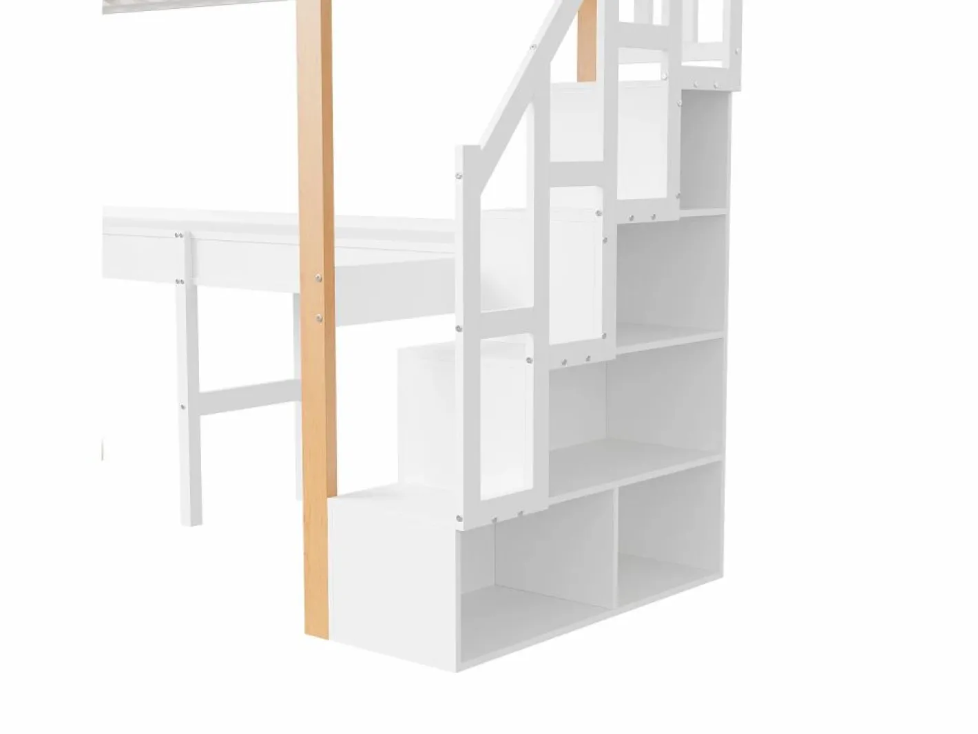 it litera 90 x 200, altillo con escritorio, cama infantil con escalera de almacenamiento, barandilla de seguridad, Blanco Sale