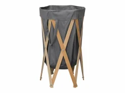 Garden Furniture Jace Cesto para colada plegable madera y tela Gris Hot
