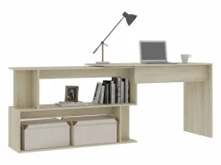Jakobstad Escritorio de esquina contrachapada color roble 200x50x76 cm^Garden Furniture Sale