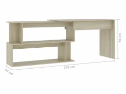 Jakobstad Escritorio de esquina contrachapada color roble 200x50x76 cm^Garden Furniture Sale