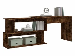 Garden Furniture Jakobstad Escritorio de esquina contrachapada roble ahumado 200x50x76 cm Marru00f3n