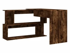 Garden Furniture Jakobstad Escritorio de esquina contrachapada roble ahumado 200x50x76 cm Marru00f3n