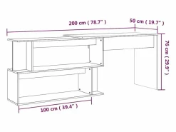 Garden Furniture Jakobstad Escritorio de esquina contrachapada roble ahumado 200x50x76 cm Marru00f3n
