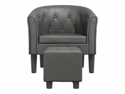 Jalkar Sillón con taburete cuero sintético^Garden Furniture Best
