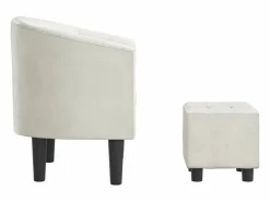 Garden Furniture Jalkar Sillón con taburete cuero sintético Blanco Best