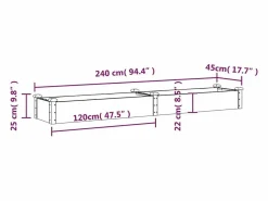 Jardinera arriate con forro madera maciza abeto 240x45x25 cm^Clicnbuy New