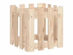 Jardinera con diseño de valla madera maciza de pino 40x40x40 cm^Clicnbuy Online