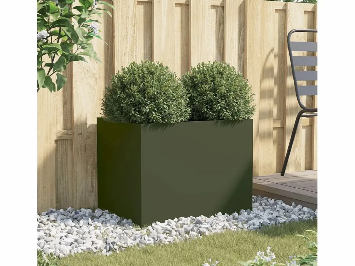 Jardinera de acero laminado en frío oliva 62x47x46 cm^Clicnbuy Sale