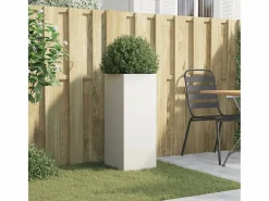 Clicnbuy Jardinera de acero laminado en frío 32x27,5x75 cm Blanco