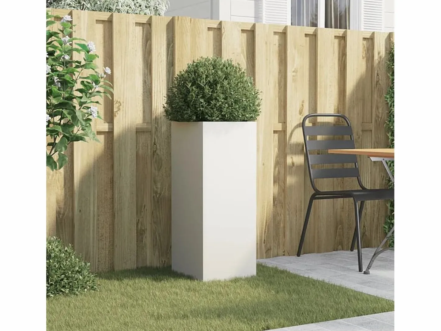 Clicnbuy Jardinera de acero laminado en frío 32x27,5x75 cm Blanco