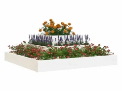 Clicnbuy Jardinera de madera maciza de pino 80x80x27 cm Blanco Hot